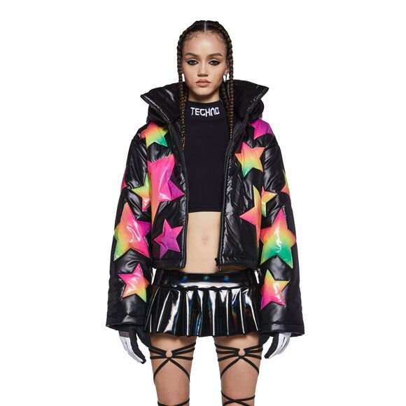 Club Exx Vinyl Ombre Star Puffer Jacket - Picture 2 of 15
